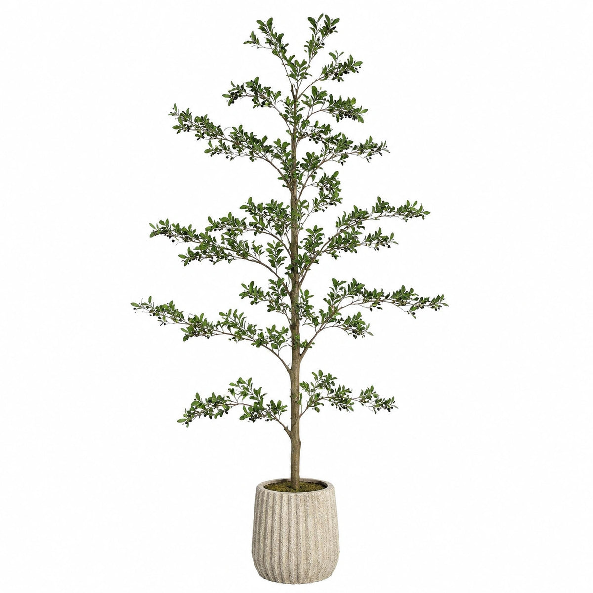 Arbre artificiel 180 cm feuillage vert en plastique avec pot décoratif style naturel
