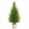 Arbre artificiel cyprès 150 cm en plastique vert avec pot décoratif pour intérieur