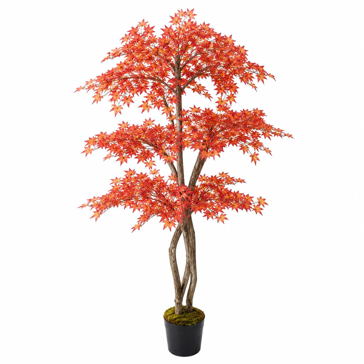 Arbre artificiel érable 180 cm feuillage rouge en plastique décoratif intérieur