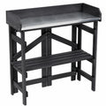Table de jardinage 120 x 50 x 110 cm en bois noir avec plateau galvanisé et étagère