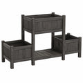 Jardinière surélevée 120 x 40 x 100 cm en bois gris anthracite à 3 bacs pour extérieur