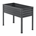 Bac de jardin surélevé 120 x 60 x 80 cm en acier noir pour potager extérieur - structure sur pieds