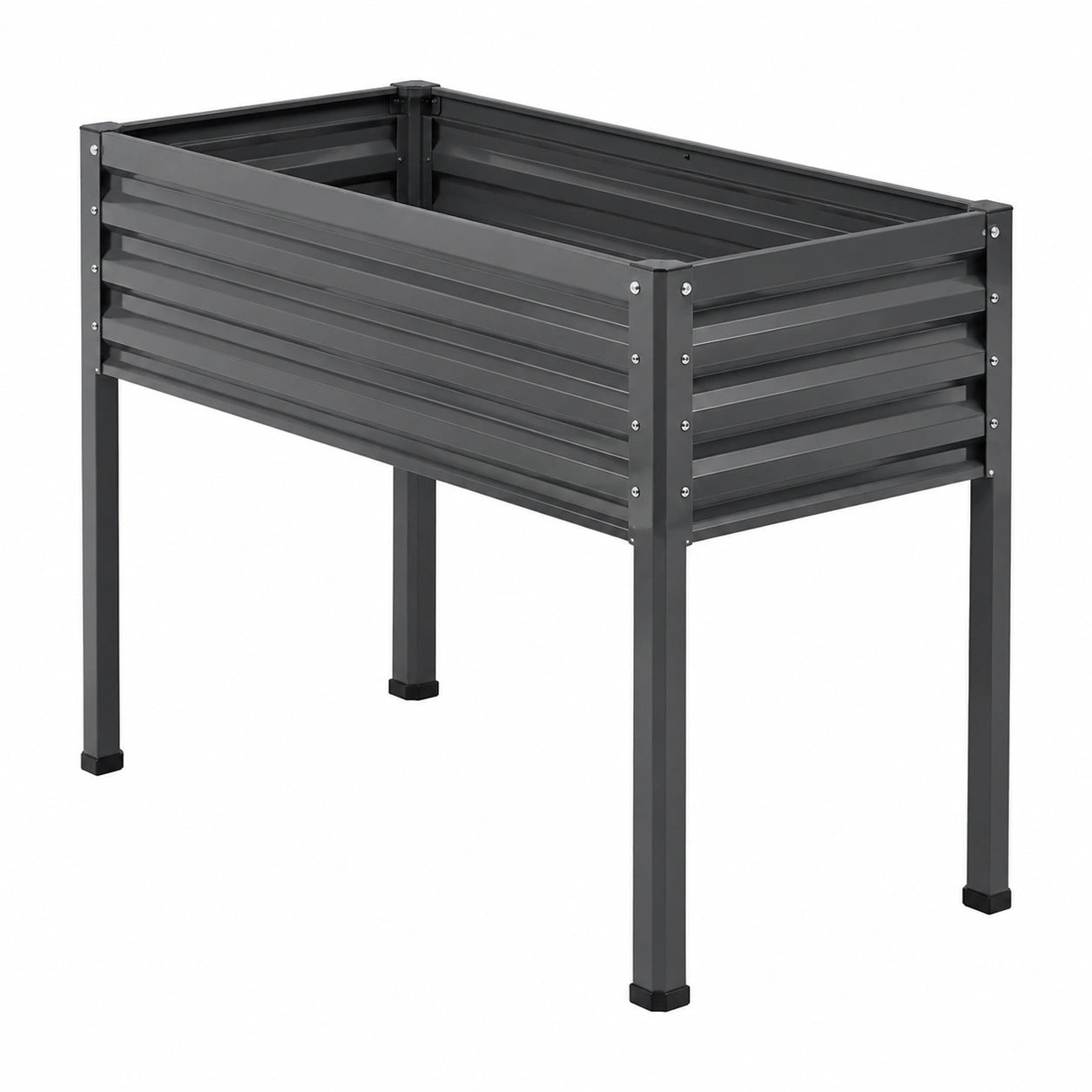 Bac de jardin surélevé 120 x 60 x 80 cm en acier noir pour potager extérieur - structure sur pieds