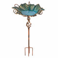 Bain d oiseaux sur pied 38 cm x 120 cm en métal turquoise et cuivre décoratif pour jardin