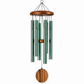 Carillon éolien 90 cm en métal vert et bois pour jardin style suspendu