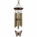 Carillon à vent 75 cm en métal et bois bronze avec papillon décoratif