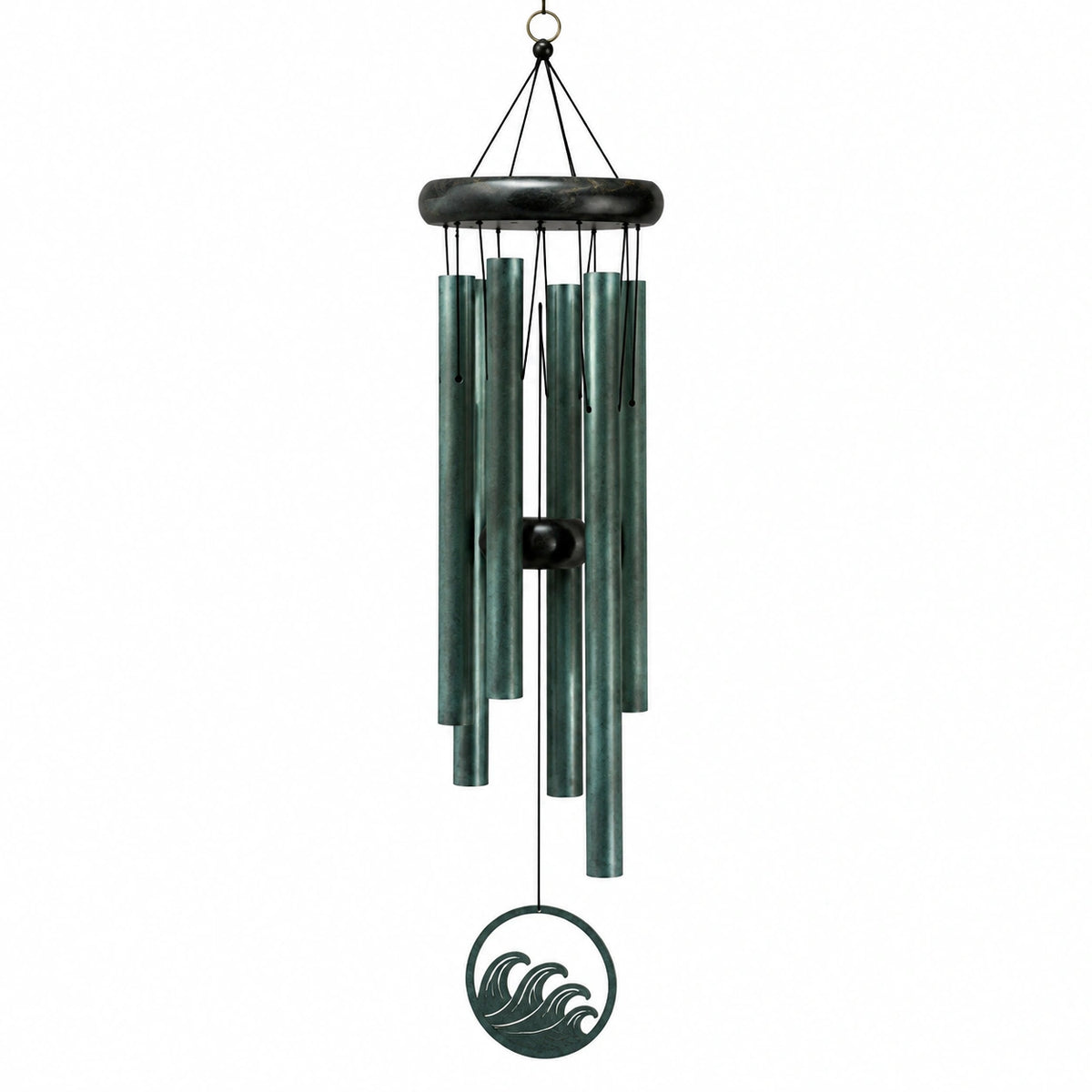 Carillon à vent en métal vert foncé 85 cm à suspendre décoratif