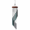 Carillon à vent 80 cm en métal et bois brun vert pour décoration suspendue