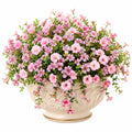 Plante artificielle en pot 55 cm fleurs roses feuillage vert cache-pot en céramique décoratif