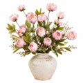 Composition florale artificielle en pot 75 cm rose et vert en tissu pour décoration intérieure style champêtre
