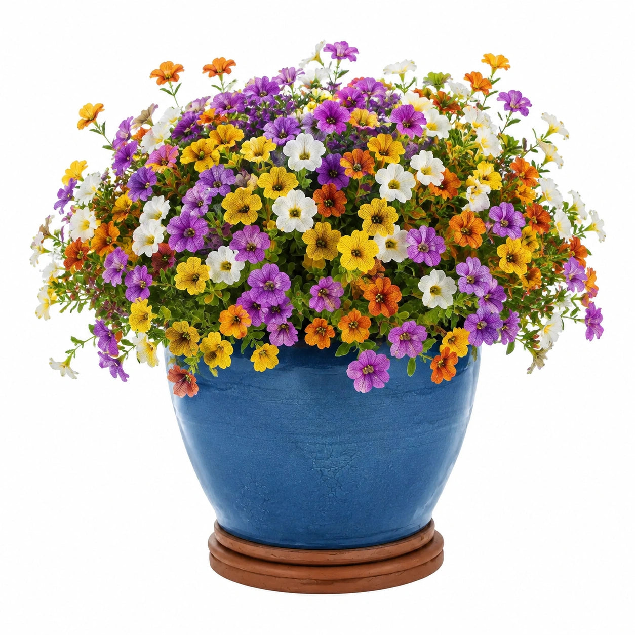 Plante fleurie artificielle en pot 55 cm multicolore en polyester décorative