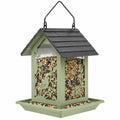 Mangeoire à oiseaux 20 x 20 x 28 cm en métal vert à suspendre style maison