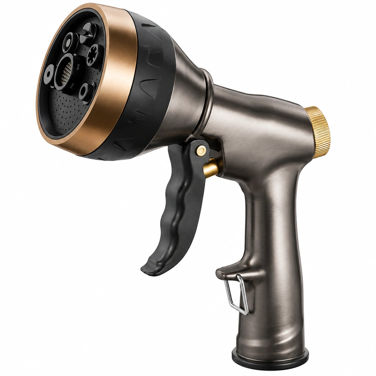 Pistolet d'arrosage 20 cm en métal gris et doré à jets réglables